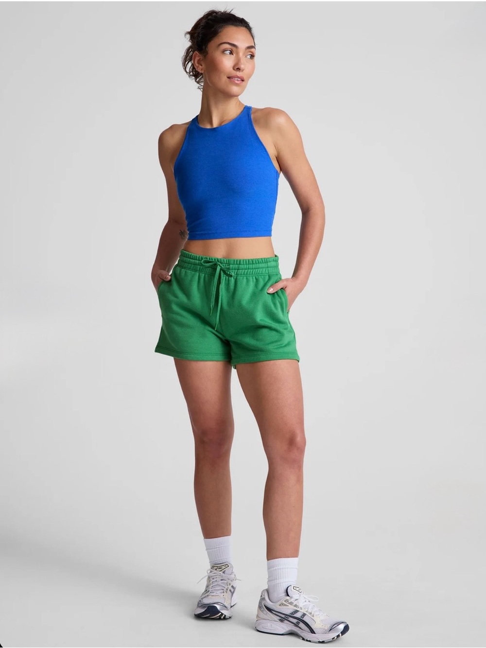Beyond Yoga NEW Court Blue Heather Spacedye Refocus Crop Tank Size XS